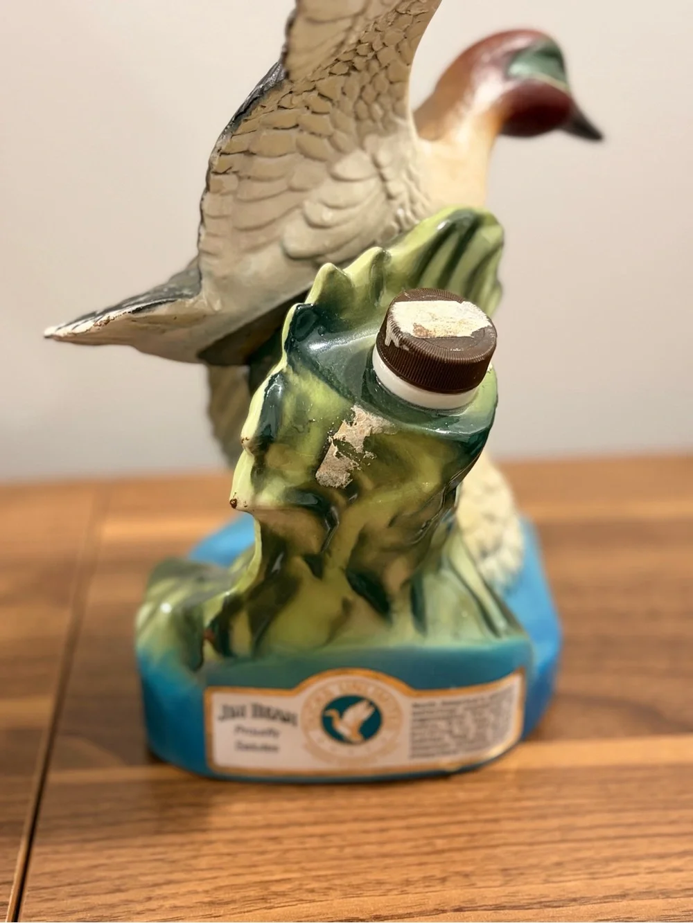 Ceramic Duck Decanter - Green and Blue Decorative Bird Bottle